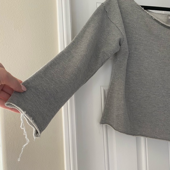 ASOS Raw Edge Off Shoulder gray lounge Sweatshirt top size 0 - Picture 8 of 12